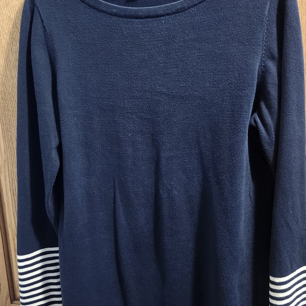Nautica Women's Navy Sweater with White Stripes